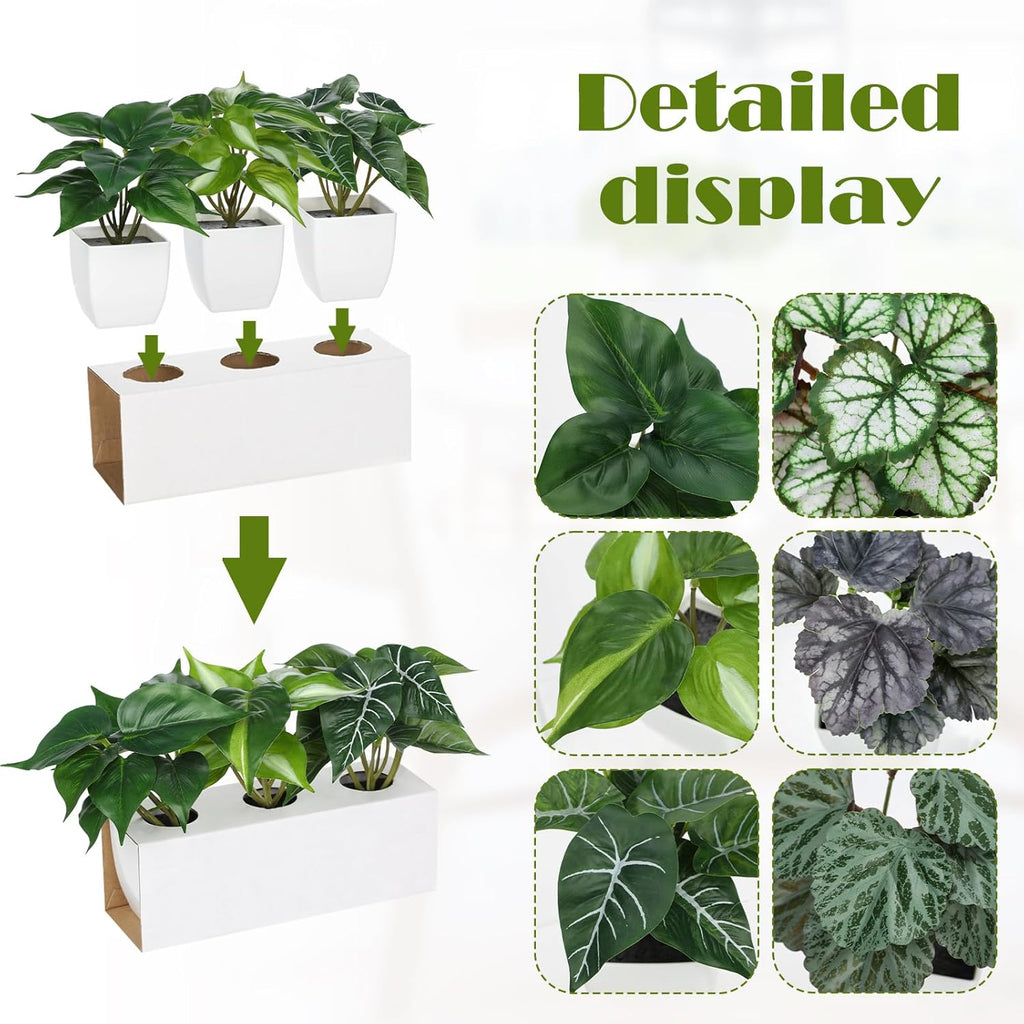 Briful 6PCS Fake Plants Potted Artificial Plants, Mini Faux Plants in White Pots Greenery Décor for Home Office Table Shelf Bathroom Farmhouse Indoor Decoration