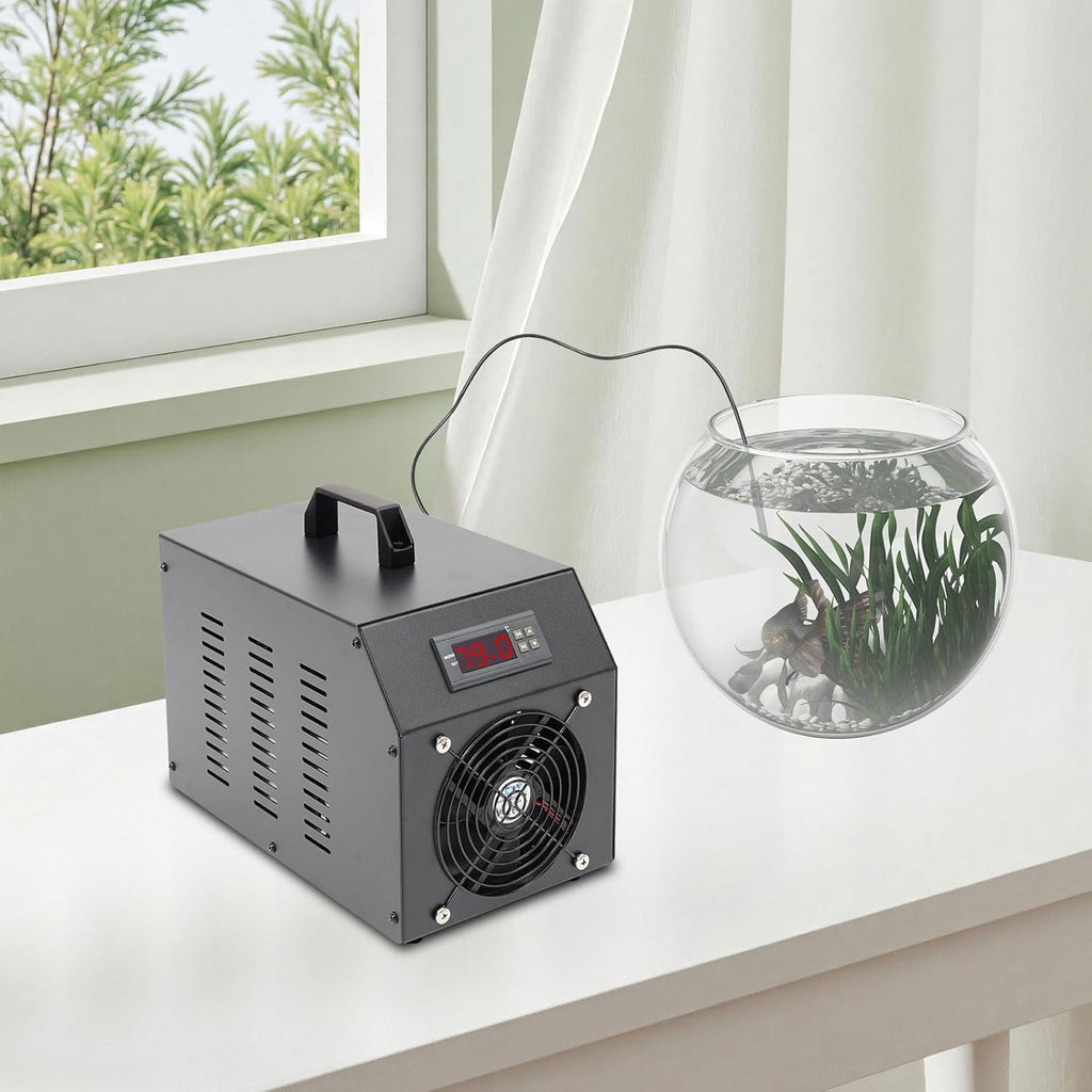 60L/15.85Gal Aquarium Chiller, 200W Low Noise Fish Tank Water Cooler with Special Quiet Design Refrigeration Compressor ＆ Water Tube for Small Fish Tanks, Freshwater Tanks (60L)