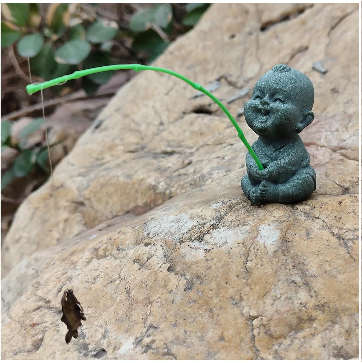 livelyfish Mini Fishing Boy Statue Fisherman Figurine for Fairy Garden Aquarium Pond Bonsai Fish Tank Accessories Decoration, A