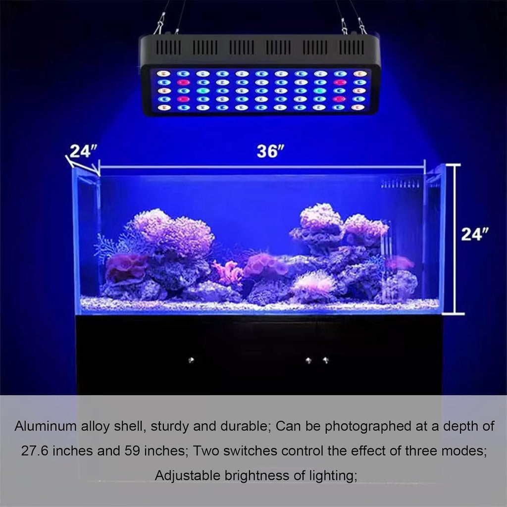 165w Full Spectrum Aquarium Light Reef/Fish Tank Light with 3 Dimming Modes 55 Premium SMD Chips 5 Colors LED Reef Light for Coral Saltwater Freshwater Fish (16"X8"X2.4")
