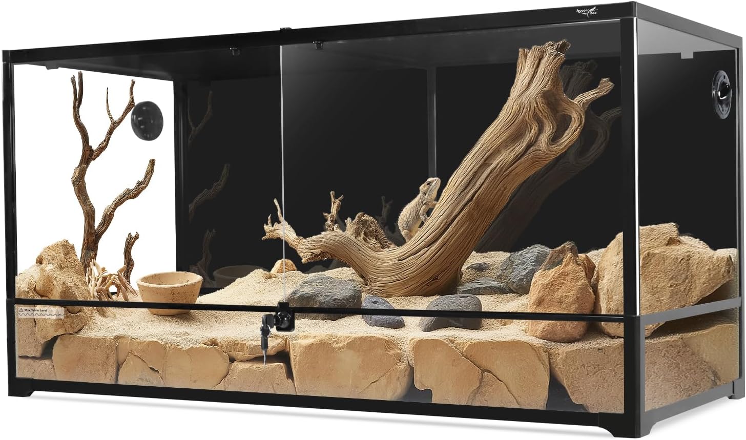 Glass Reptile Terrarium 18" x 18"x 36"Front Opening Chameleon Cage ull View Glass Terrarium Tank with Double Hinge Door for Reptiles Amphibians, Bearded Dragon Gecko Lizard Snake