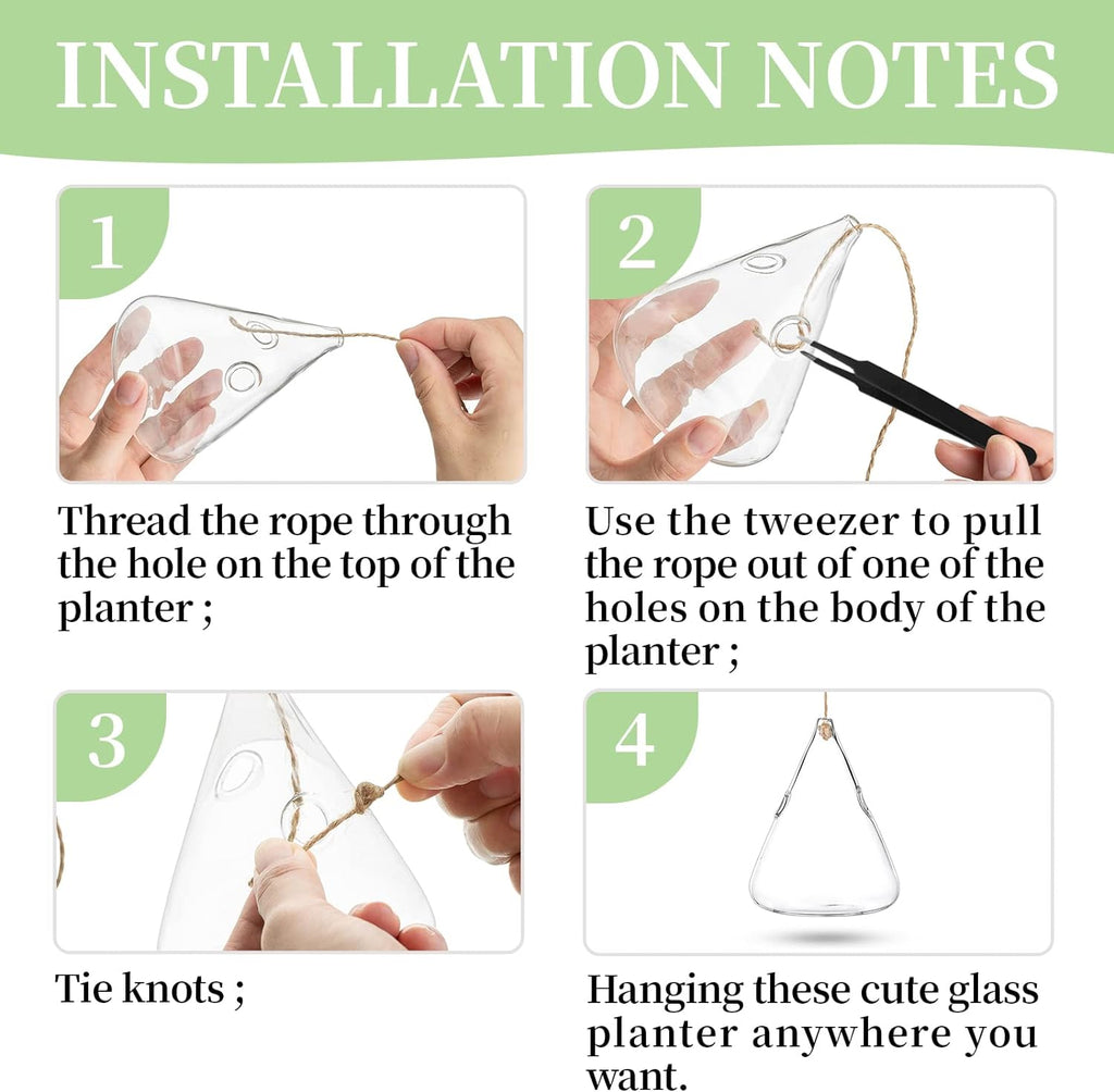 Glasseam Hanging Planters Glass Terrarium: 5Pcs Modern Plant Propagation Stations Hydroponic Wall Vases for Air Plants Flowers Indoor Window Home Decor