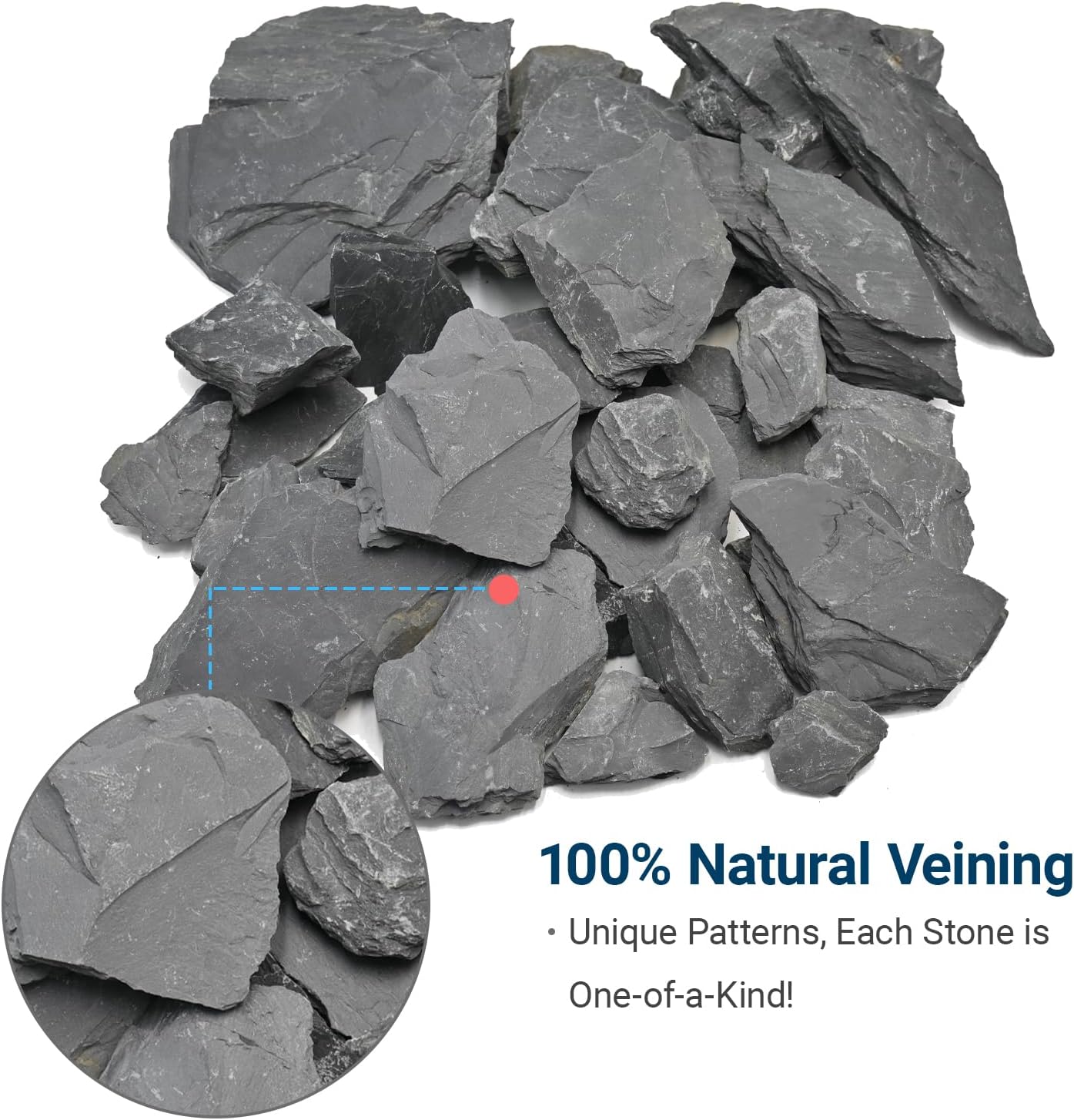 Natural Slate Stone for Aquarium 3-10 Inches Fish Tank Rocks Garden Stepping Stones for Landscaping Decor,Reptile Basking Aquascaping,Paludariums-20lb