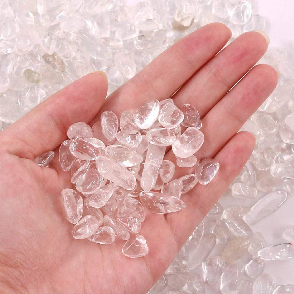 WAYBER 2 Lbs/920g Natural White Clear Quartz Crystal Stones Irregular Aquarium Pebble Decorative Rocks Gravels Sands for Turtle Tank//Terrarium/Flowerpot/Vase Decoration (Fill 2 Cups)