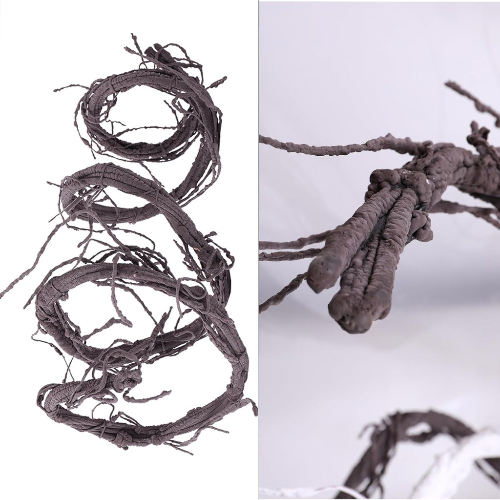 300cm/118inch Flexible Brown Big Artificial Tree Branches Fake Tree Trunk Leaf Garland Rattan Wreath Cherry Blossom Grape Cane Vines for Wall Hanging Front Door Reptile Habitat Decoration
