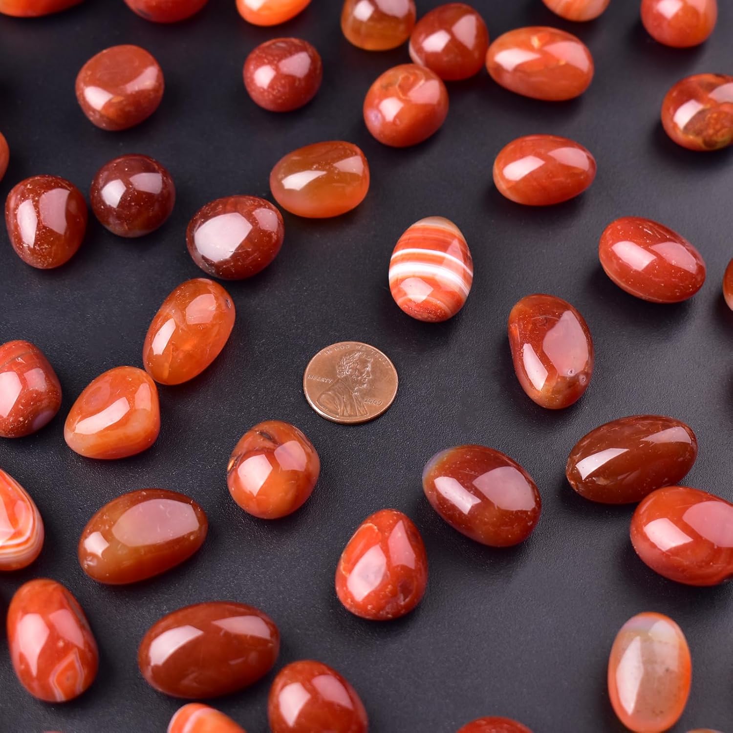 Red Agate Healing Crystal Stone Set - 24 Pieces, 0.6" Natural & Polished Stones for Healing, Meditation, Reiki, Chakra, Crafting & Decoration