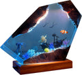Ocean Resin Lamp – Marine Life Night Light with 16 Color LED, USB Powered Whale Shark & Turtle Desk Lamp with Wooden Base & Remote,Handmade Gift for Christmas, New Year
