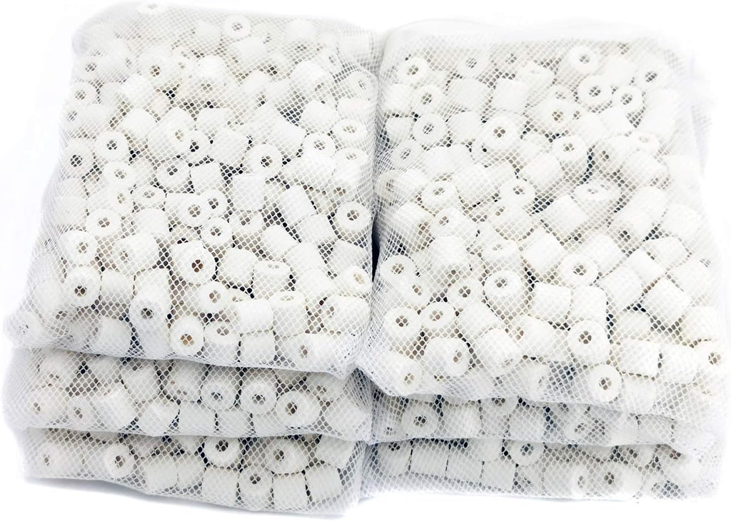 ALEGI Aquarium Premier Bulk Bio Ceramic Rings Filter Media for Fresh Water, Sea Water Fish Tank Canister Filter,Koi Fish Pond Reef Filter (6 lbs)