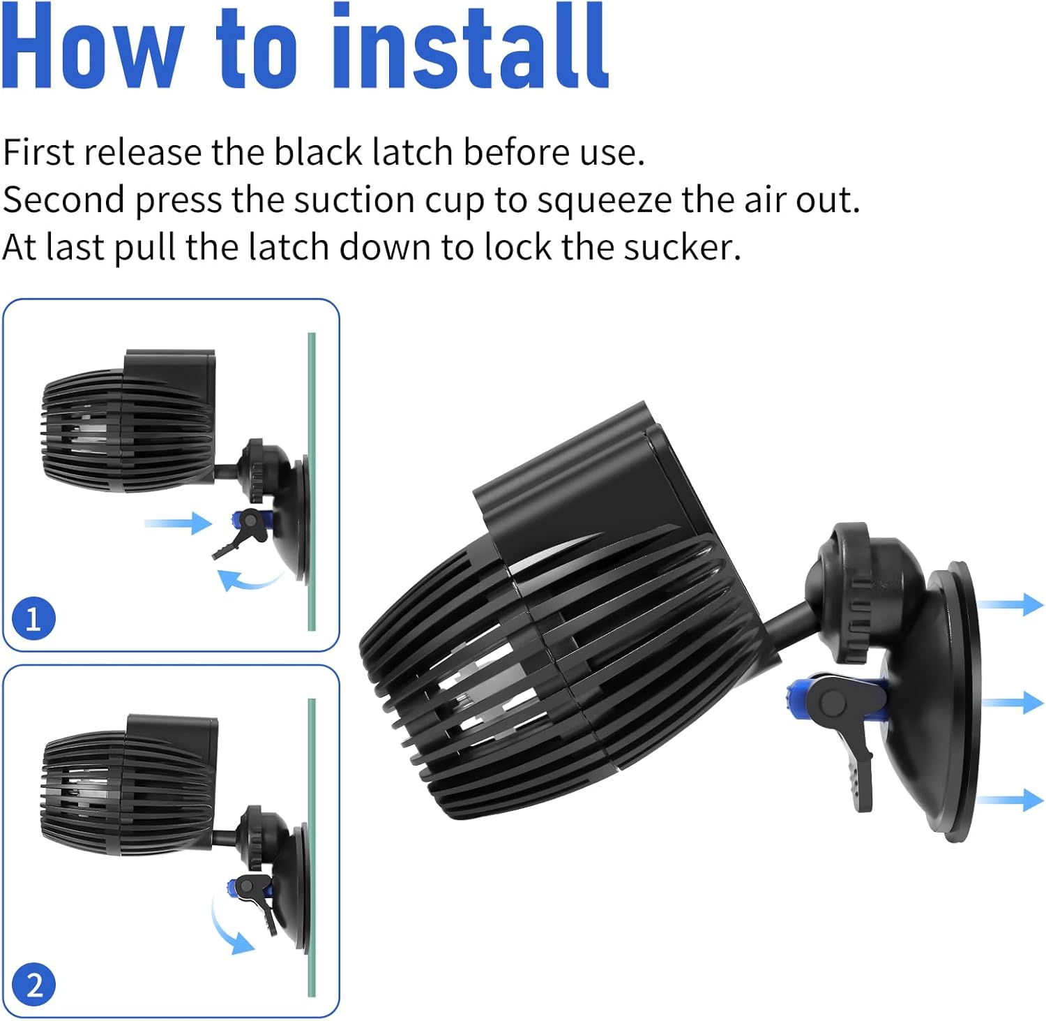 AQUANEAT Circulation Pump, 480 GPH Aquarium Wave Maker, Fish Tank Powerhead Submersible Water Pump with Suction Cup