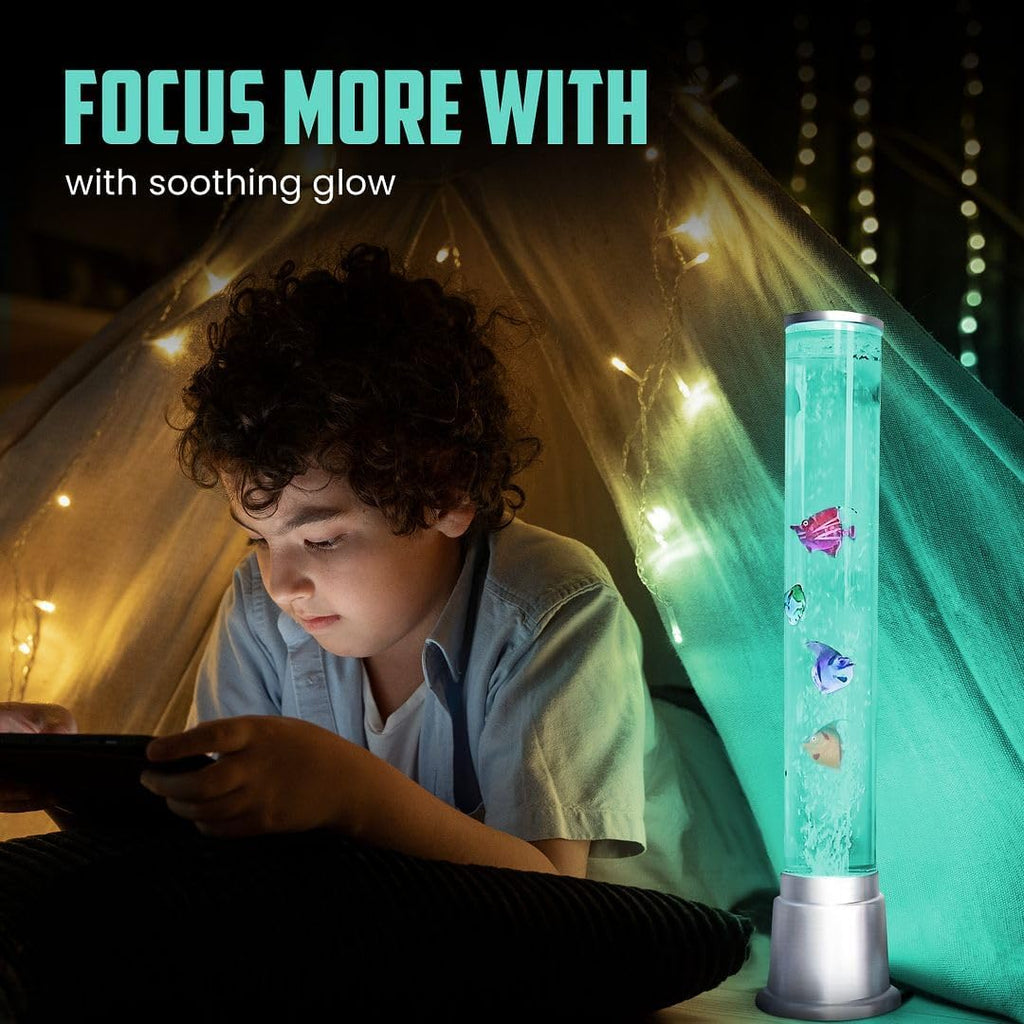 Fish Lamp Sensory Bubble Tube Bubble Lamps Aquarium Night Light 6 LED Color Changing Sensory Tubes Table Lamp Lava Bedroom Lamps Home Decor Desk Fake Fish Tank Christmas Gifts Men 1.9FT