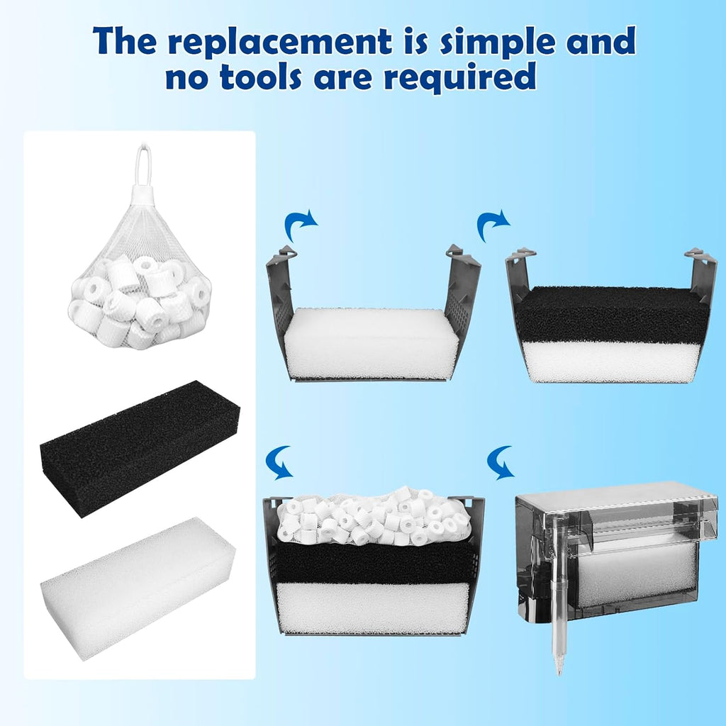 Three-Stage Filtration Tank Filter Replacement for AquaClear 110 Power Filter, Aquarium Filter Media Replacement for Fish Tank Filter for 60- to 110-Gallon Aquariums