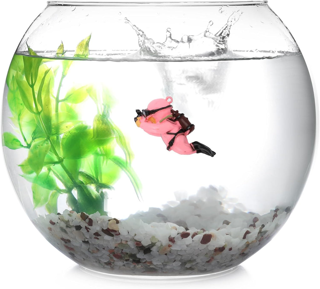 Diver Aquarium Decorations, Floating Diver Fish Tank Decorations, Floating Cartoon Diver Decor, Fun Floating Fish Decoration, PVC Diver Decor, Pink, 1 Set