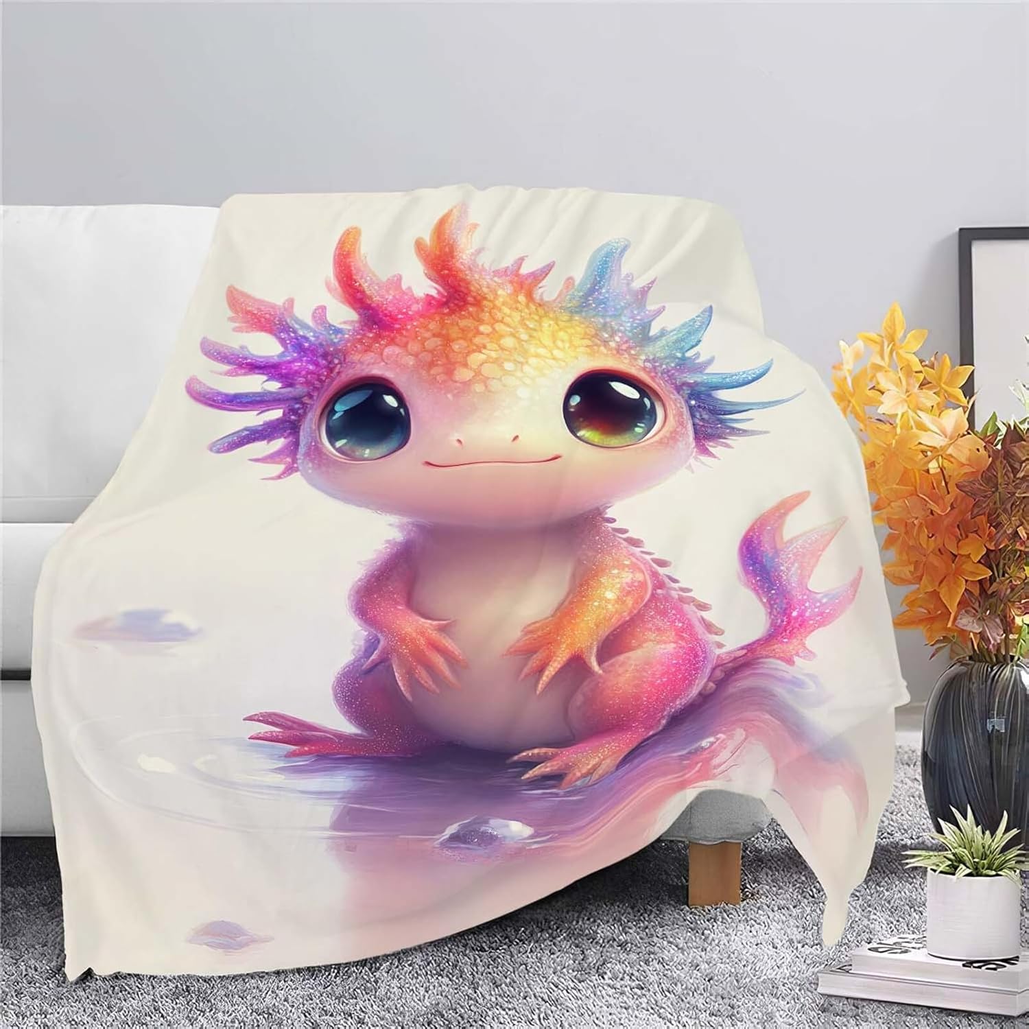 Axolotl Throw Blanket Axolotl Stuff Gifts for Kids Girls Boys Adults Women Man Soft Cozy Warm Plush Fluffy Fuzzy Fleece Blanket Decor 40''X50''