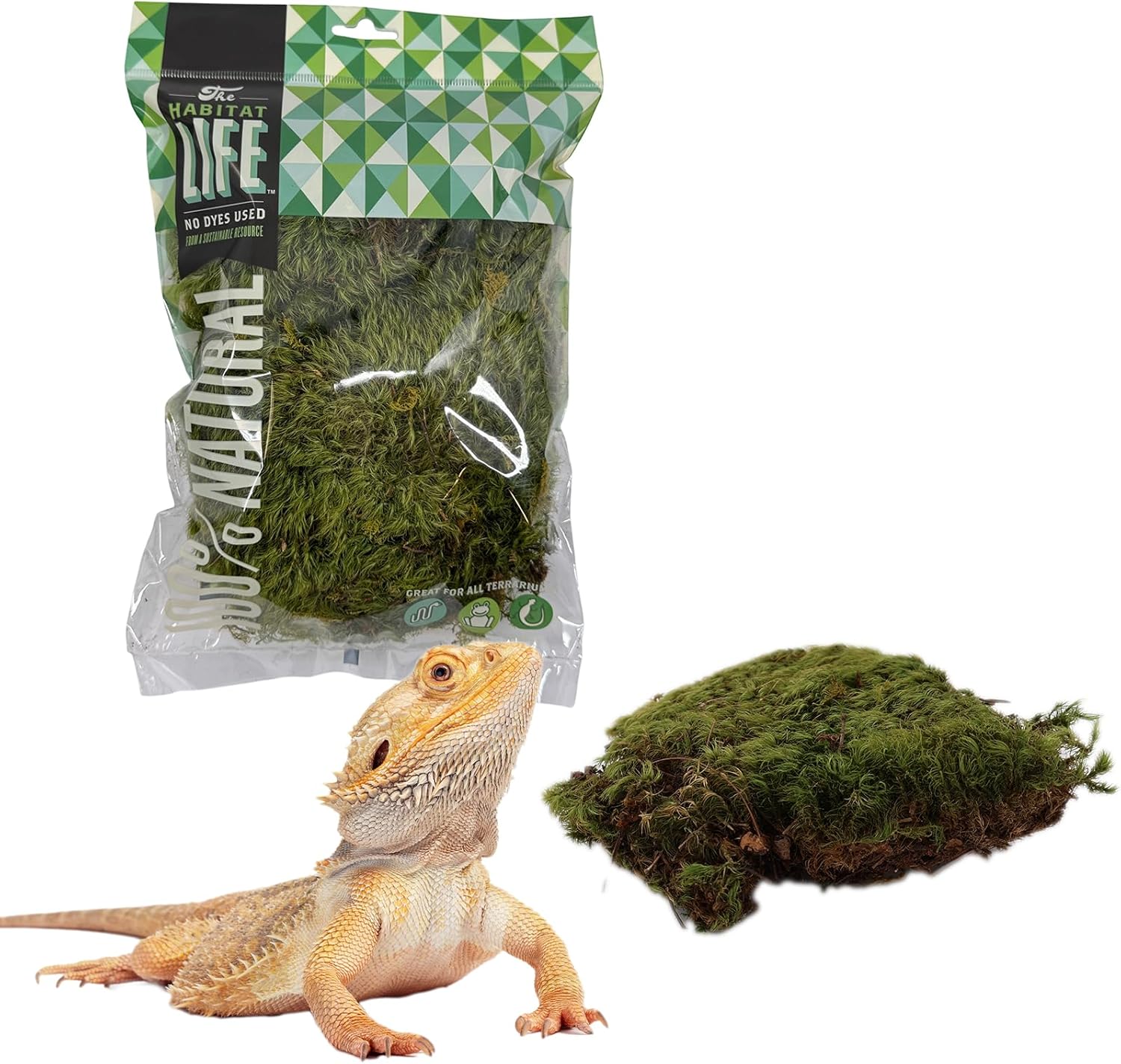 The Habitat Life - Natural Mood Moss - for Reptiles, Amphibians & Invertebrates Terrariums - Moisture-Retaining - Humidity Control - Soft Bedding - Dye-Free & Safe - Small - 1 Pack