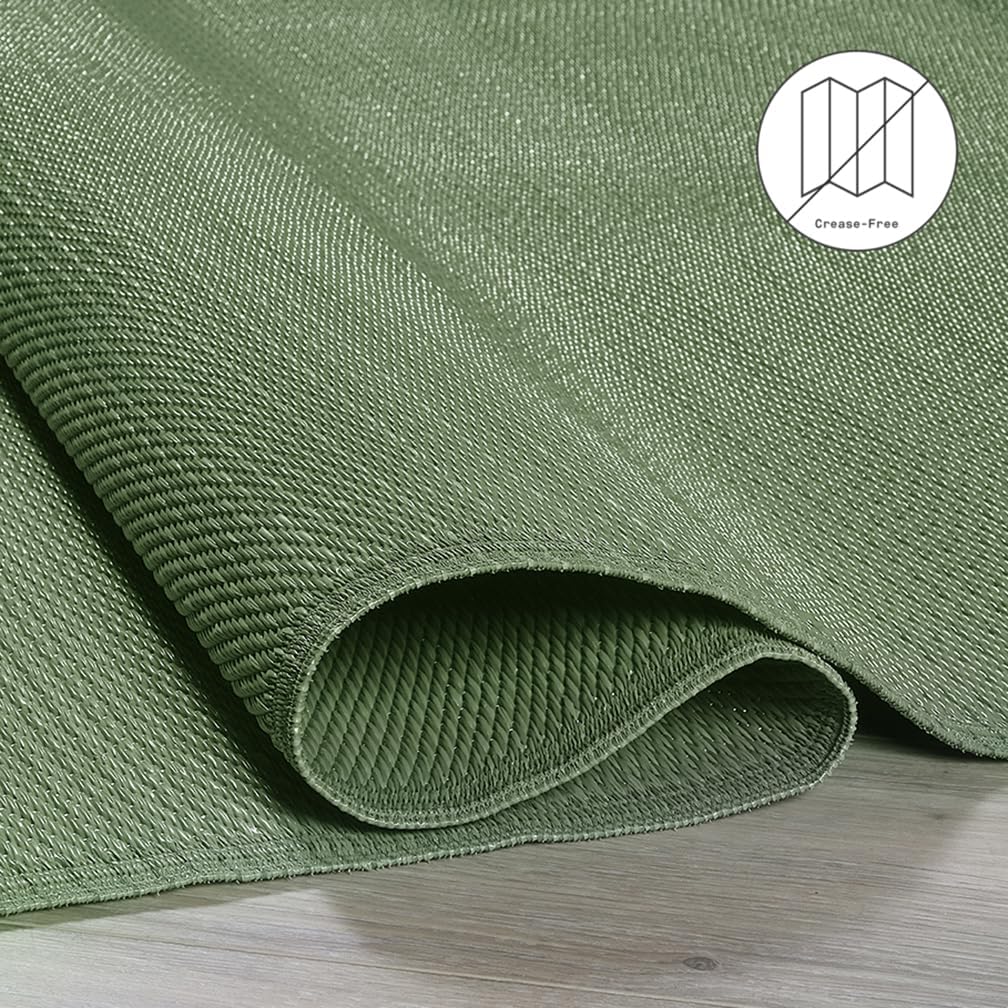 Fab Habitat Ombre Outdoor Rug - Waterproof, Fade Resistant, Crease-Free - Premium Recycled Plastic - Striped - Patio, Porch, Deck, Balcony - Big Sur - Green - 8 x 10 ft