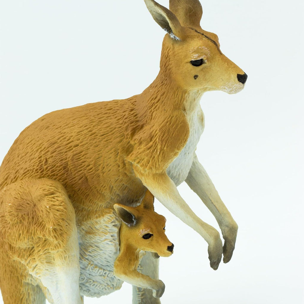 Safari Ltd. Kangaroo with Joey - Hand-Painted, Lifelike 4.75" Model Figure - Educational Toy for Boys, Girls & Kids Ages 3+