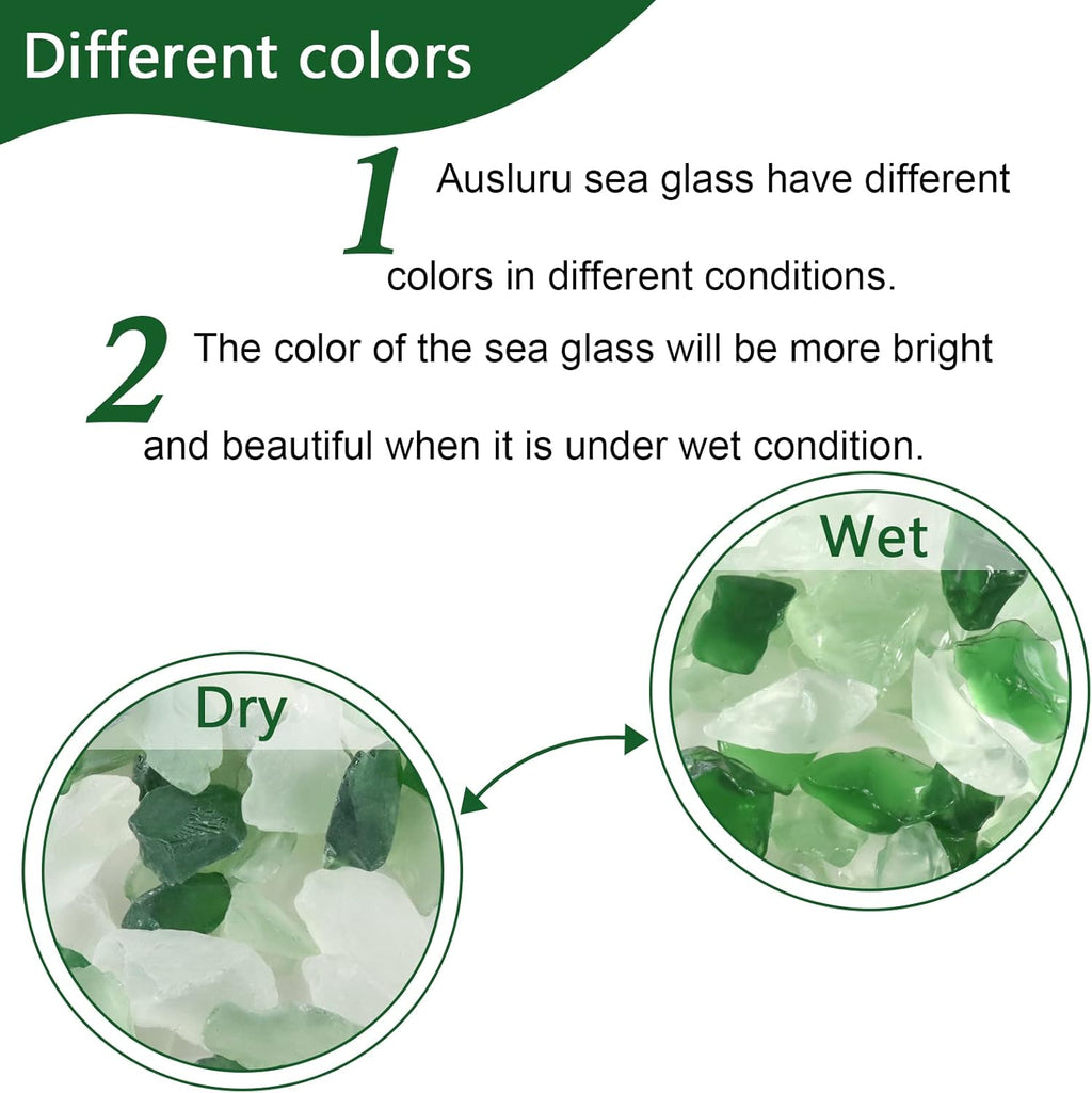 5LB Frosted Sea Glass Vase fillers Crushed Glass, Sea Glass Decor Ideal for Christmas DIY Craft, Aquarium Gravels, Home Decor Crushed Sea Glass Pieces for Beach Wedding, 0.7-3Inch Green Mixed