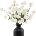 DuHouse 6pcs Artificial Flowers Faux Silk Pompon Mum,Artificial Kiku Flower White for DIY Wedding Bouquets Centerpieces Vase Home Table Kitchen Decorations(Ivory White)