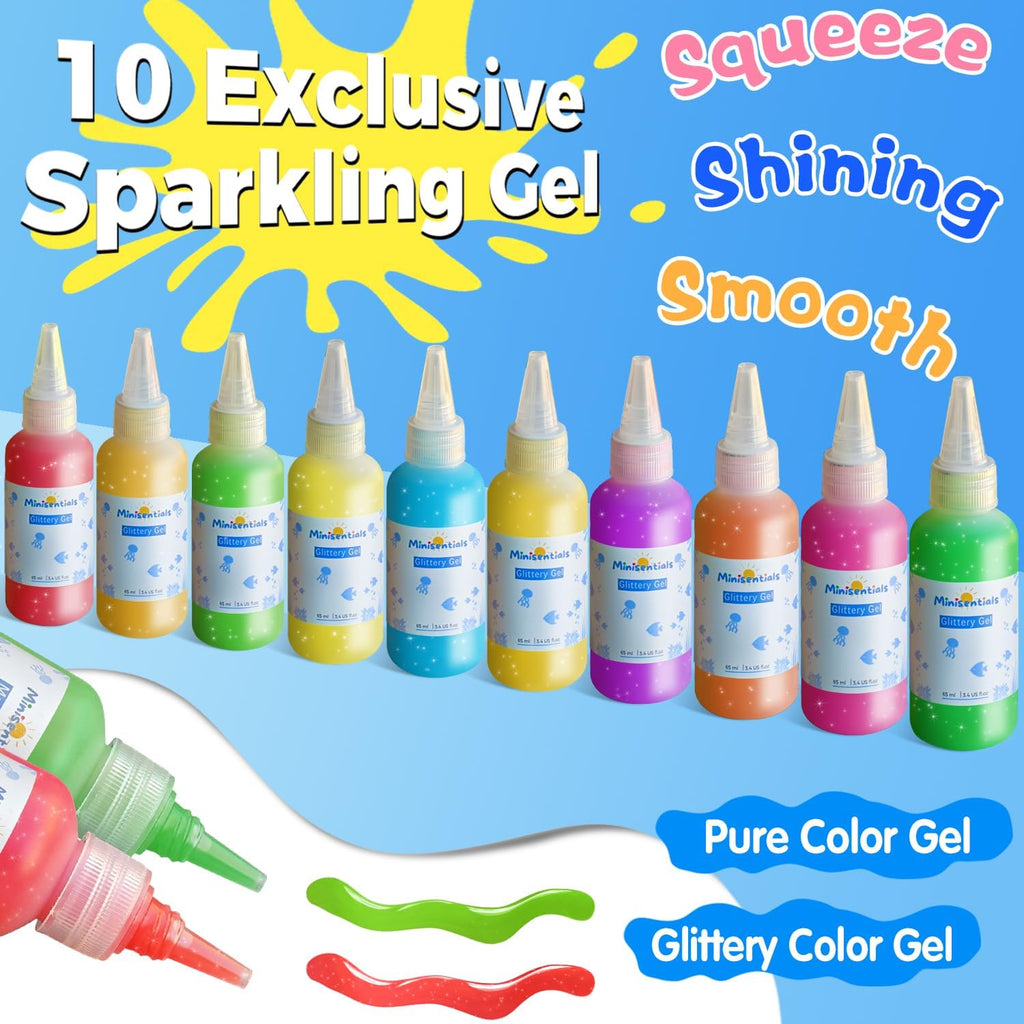 MINISENTIALS Magic Water Elf Toy Kit - Aqua Elves Gel Kit - Christmas Theme 20 Colors Fairy Gel 10 Molds Squishy Maker - Party Favor Birthday Art DIY STEM Gifts for Kids