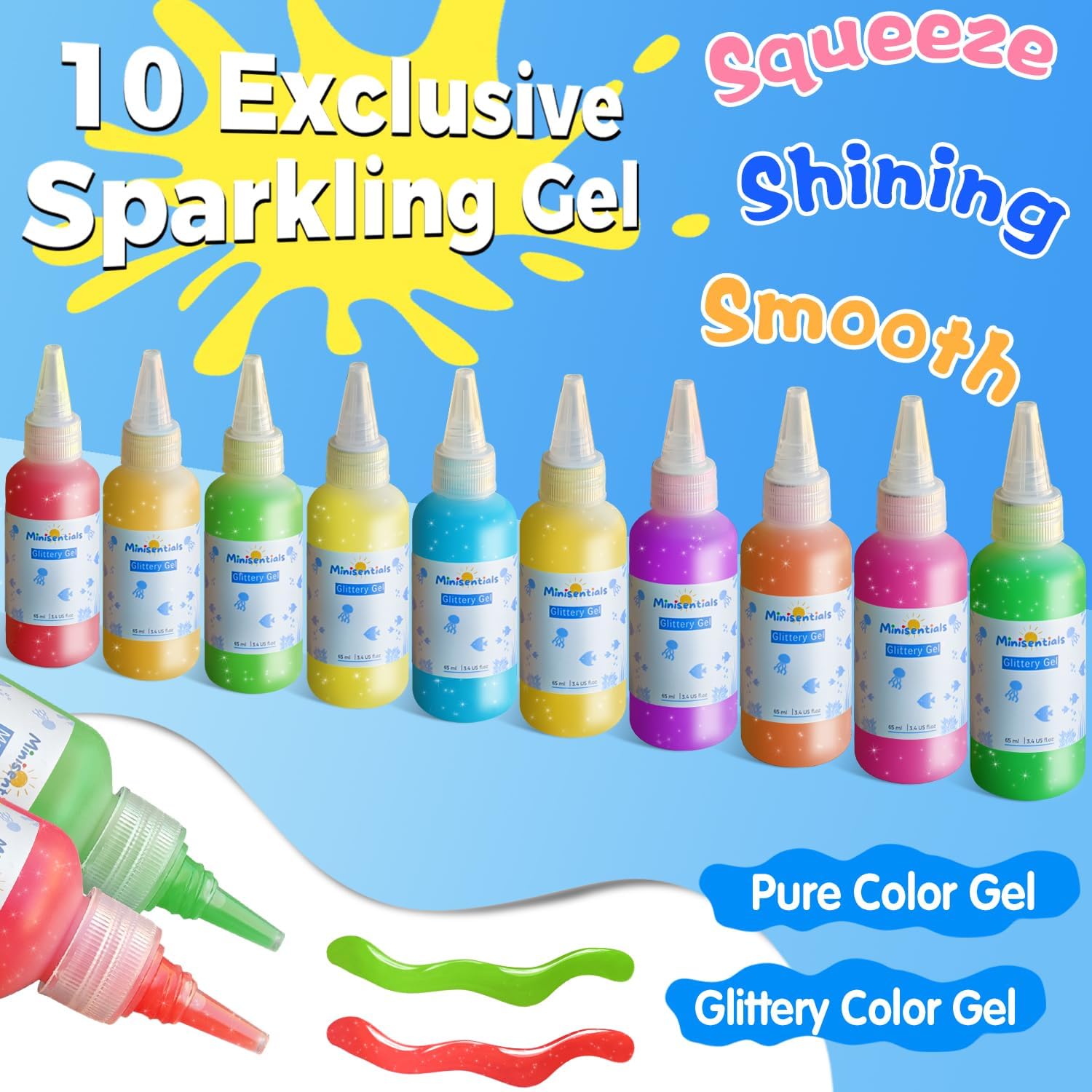 MINISENTIALS Magic Water Elf Toy Kit - Aqua Elves Gel Kit - Christmas Theme 20 Colors Fairy Gel 10 Molds Squishy Maker - Party Favor Birthday Art DIY STEM Gifts for Kids