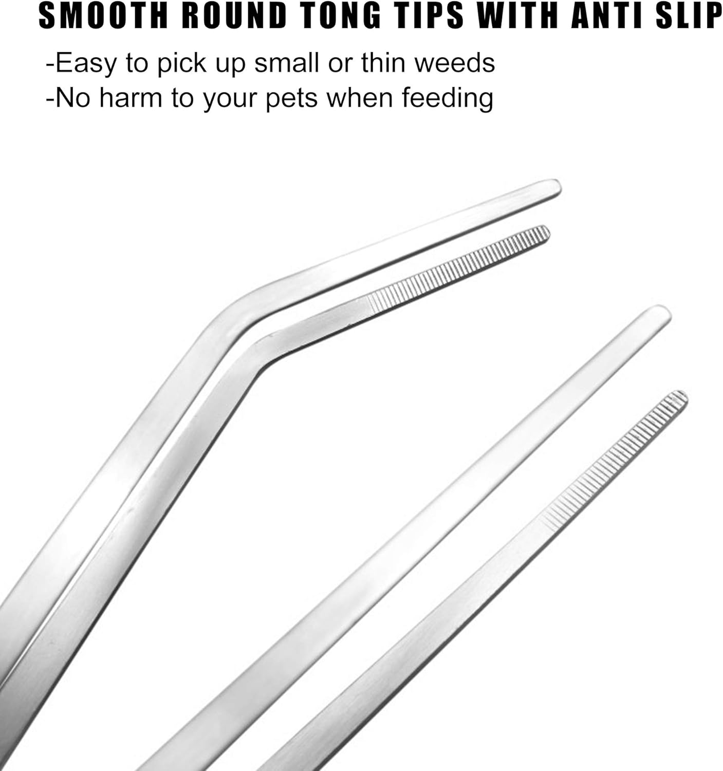 Longjet Kitchen Tongs Metal Tweezers for Cooking - Reptile Feeding Tongs for Gecko, Bearded Dragon, Snake - Long Forceps for Aquarium Plant