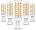 No Flicker G9 Led Bulbs Dimmable 6W Soft Warm White 2700K,40W 50W 60W Halogen Equivalent,AC120V Dimmable G9 T4 LED Bulb for Chandelier Pendant Ceiling Wall Light,600LM,360Deg(5Pack)