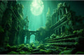 Underwater Aquarium Background Undersea Roman Building with Plants Around Seabed Fish Tank Background Underwater Building Stone with Moss Terrarium Background Undersea Aquarium Backdrop 48x20in