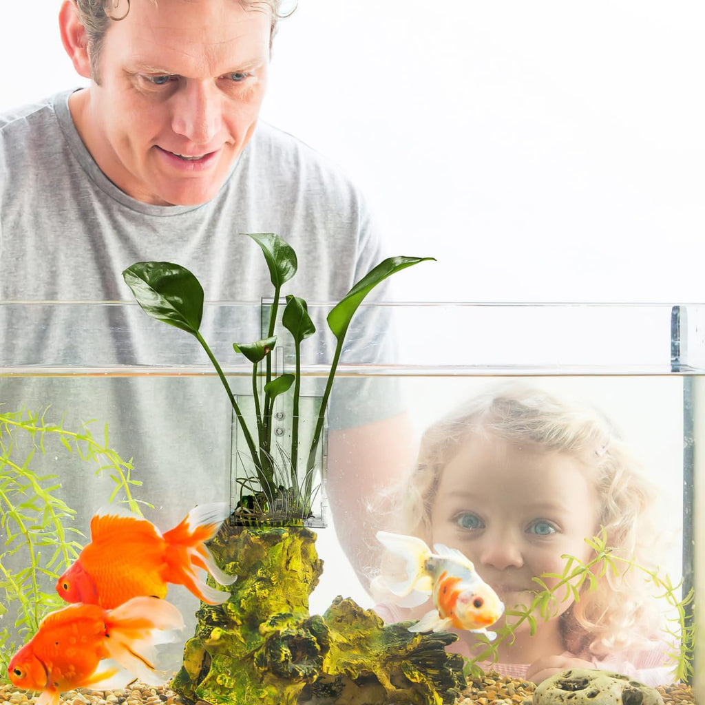 POPETPOP Hanging Aquarium Plant Holder : Transparent Acrylic Aquarium Planter with Hook Plant Holder for Fish Tank, 5.89X2.36X1.18in
