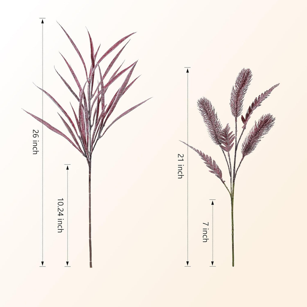 7 PCS Christmas Stems for Vases, 26 in Faux Stems Fake Plants Winter Stem Greenery Branches Fake Leaves Faux Foliage for DIY Craft Garland Home Kitchen Office Indoor Centerpiece Table Decor, Purple
