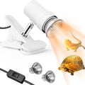 Reptile Heat Lamp, Rotatable UVA/UVB Light Lamp with 2PCS 50W Basking Bulbs, Suitable for Reptiles, Amphibians, Turtle, Lizard, Spiders, Birds, Snake (White)