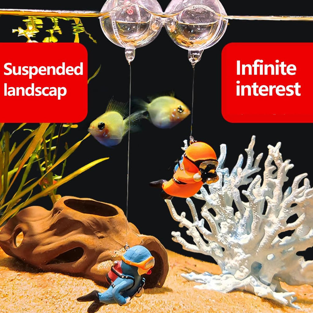 3pcs Floating Fish Tank Decorations, Little Diver Aquarium Decoration, Aquarium Accessories Fish Playmate for Fish Tank Suitable for All Kinds of Fish Tanks Swimming Pool
