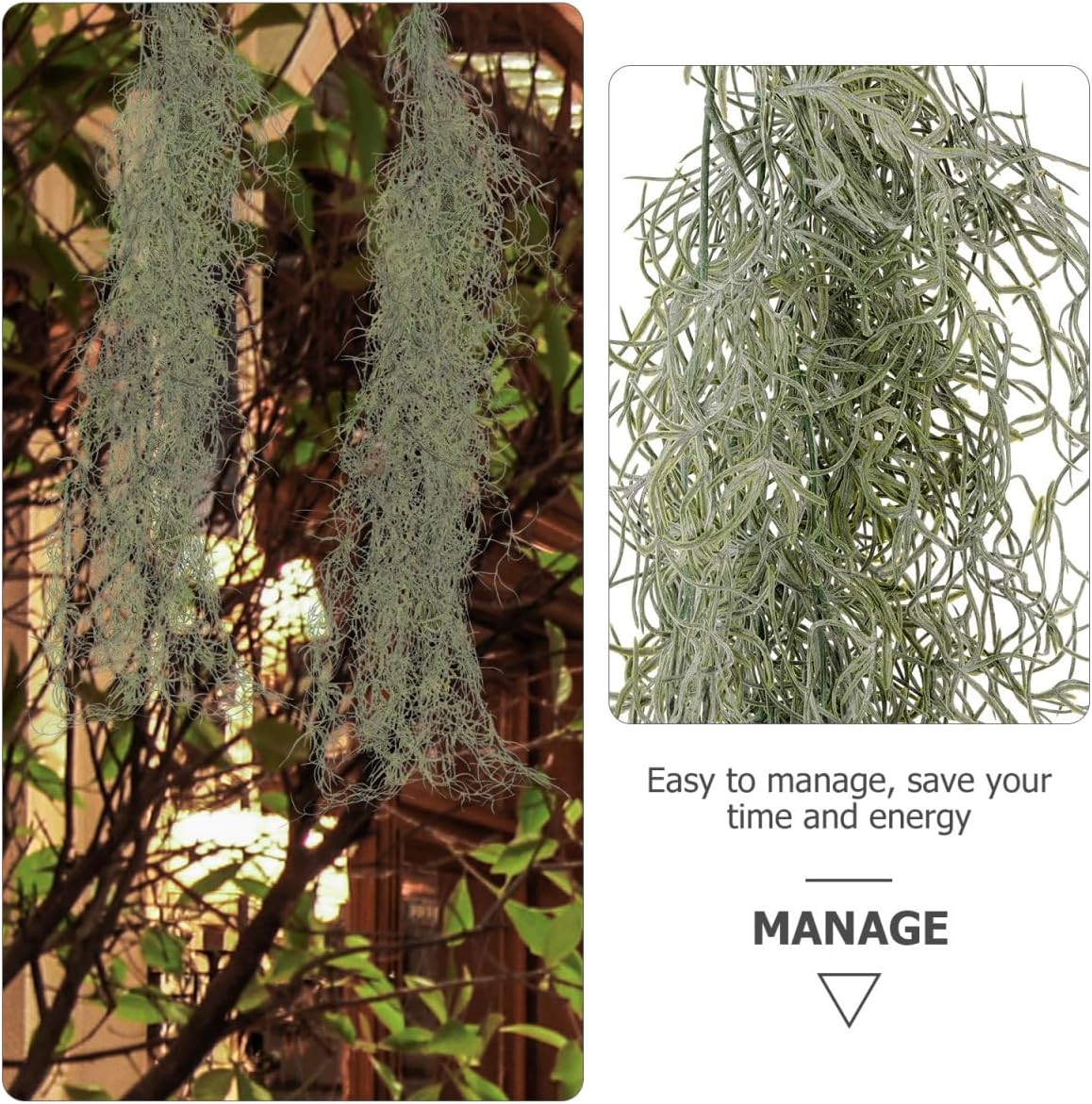 BESTOYARD 36-Inch Realistic Artificial Spanish Moss, Large Faux Hanging Plant Vine for Indoor Home Decor, Terrarium, Wreath & DIY Crafts