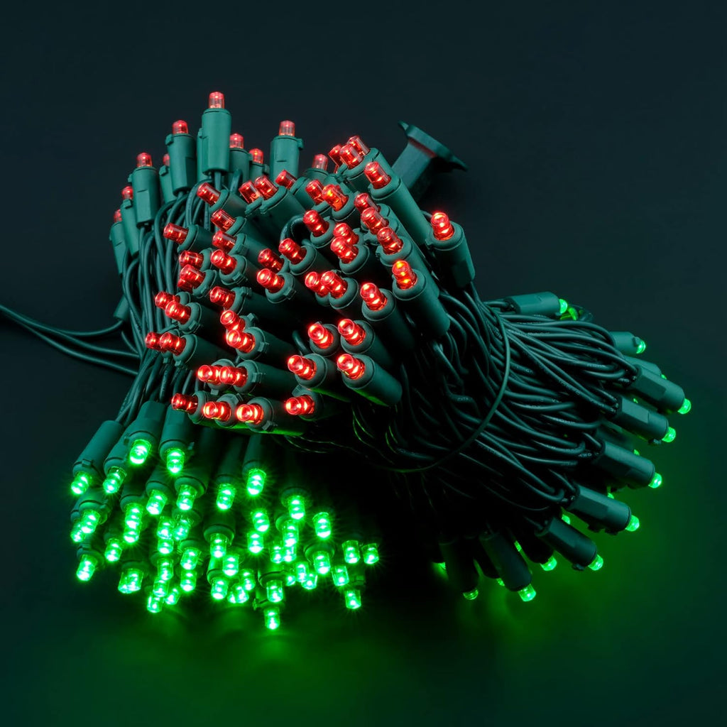 YULETIME 200 Red & Green Wide Angle LED Christmas Lights, 66 Feet Green Wire UL Certified 5mm Holiday String Light Set (Red & Green)