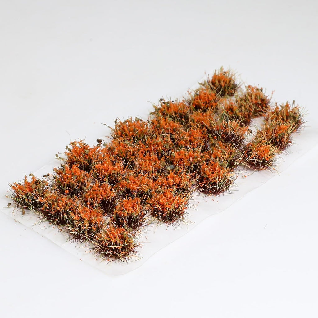 32-Piece 8mm Tall Diorama-Flowers-Grass Point Leaf Miniature-Clusters-Dark Reddish Orange Static-Grass for Model-Train-Scener Wargaming-Terrain ，Dioramas & DIY Crafts