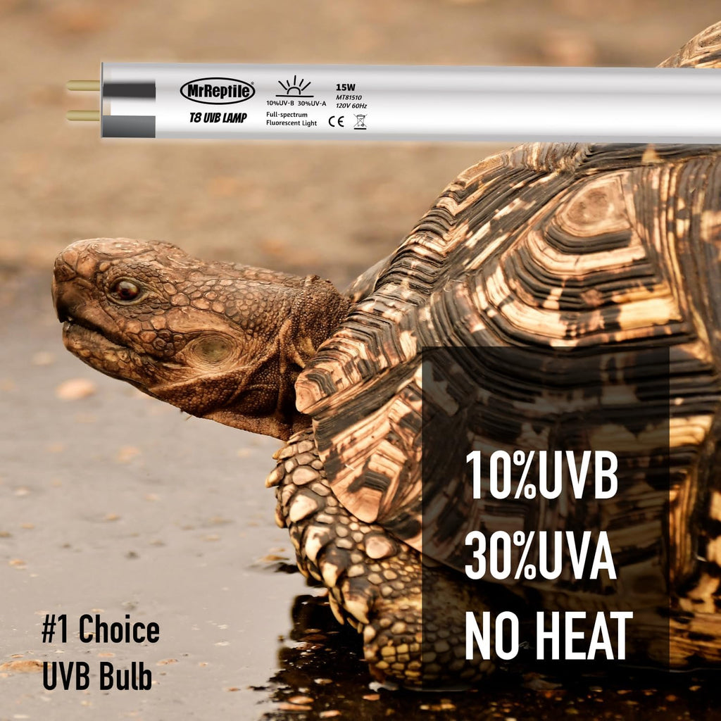 T8 UVB Reptile Lamp, 2-Pack 15W 10.0 UVB Light Bulbs, German Raw Material Fluorescent Lamp, Liner UVB Tube for Desert-Dwelling Reptiles, Bearded Dragon UVB Light 18 inches