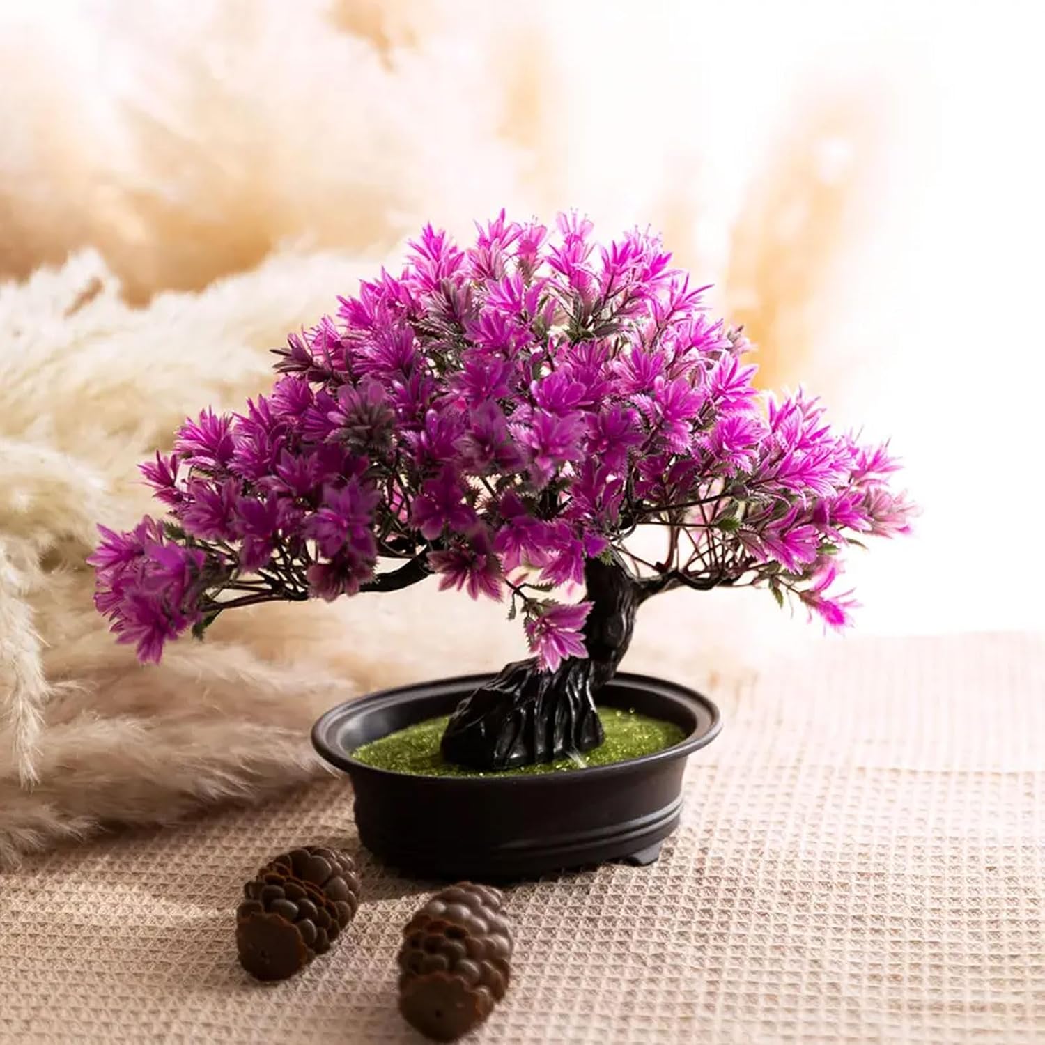 Artificial Plants Greenery Bonsai, Room Decor Fake Bonsai Tree for Home Decor Indoor Bookshelf Office Desk Bathroom Farmhouse Decor (Magenta)