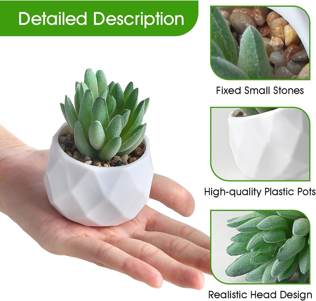 ZINHO Fake Succulent Plant Set 6 PCS Artificial Succulent Plants for Desk Realistic Faux Succulents in Plastic Pots Mini Colorful Succulent Decor for Bedroom Bathroom Office Shelf Decor (Mix)