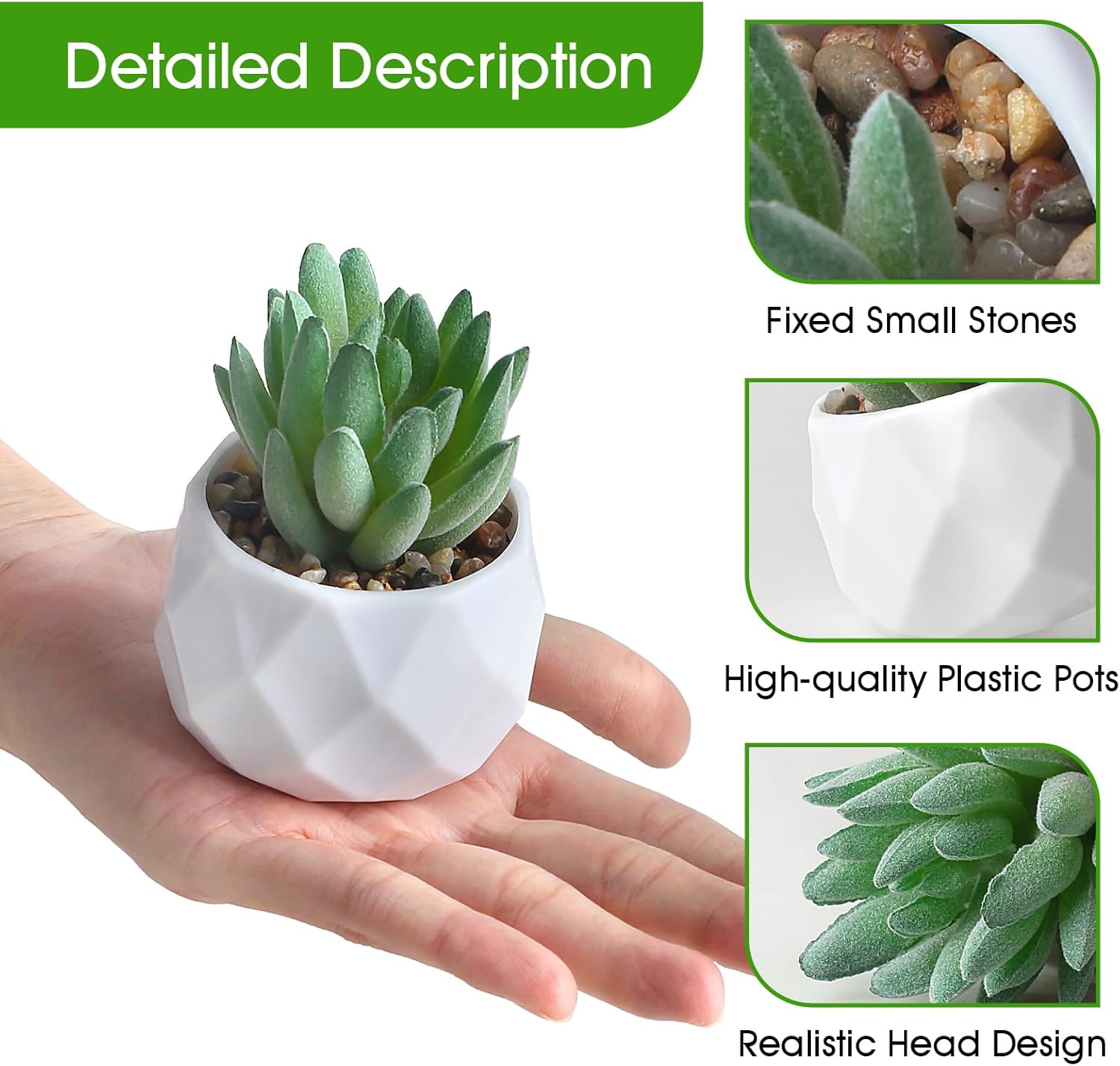 ZINHO Fake Succulent Plant Set 6 PCS Artificial Succulent Plants for Desk Realistic Faux Succulents in Plastic Pots Mini Colorful Succulent Decor for Bedroom Bathroom Office Shelf Decor (Mix)