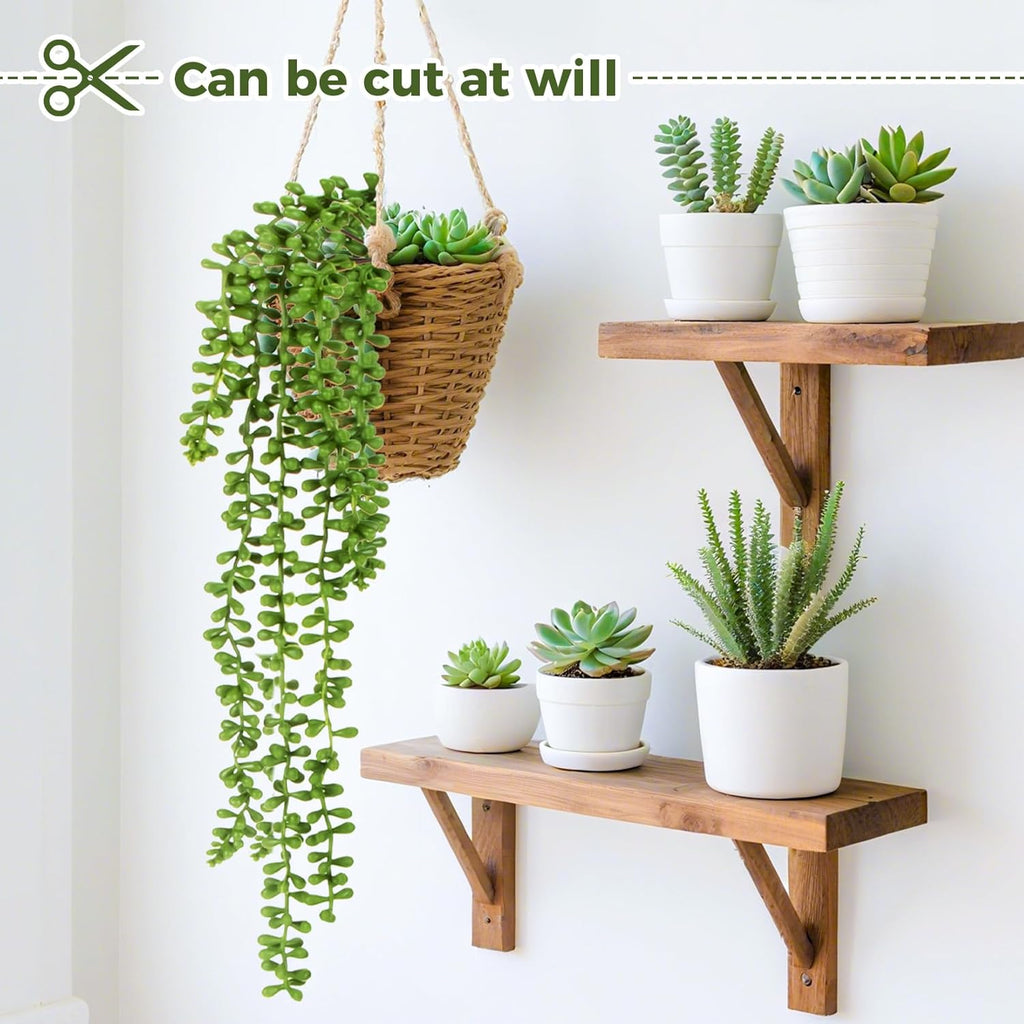 Fake Hanging Plants Artificial Decor - 3PCS String of Pearls Plant Artificial Hanging Plants Fake Succulents Vines for Bedroom Greenery Backdrop Outdoor Wall Decor Balcony Porch Home Decor28