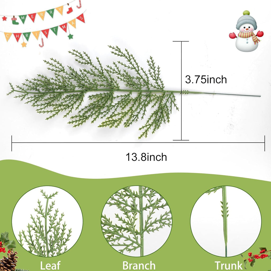 Hananona Artificial Pine Branches, 80 Pcs Christmas Faux Cedar Stems, Artificial Faux Cedar Branches, Fake Christmas Greenery Pine Picks for Wreath Craft DIY Home Kitchen Decorations (80, Green)