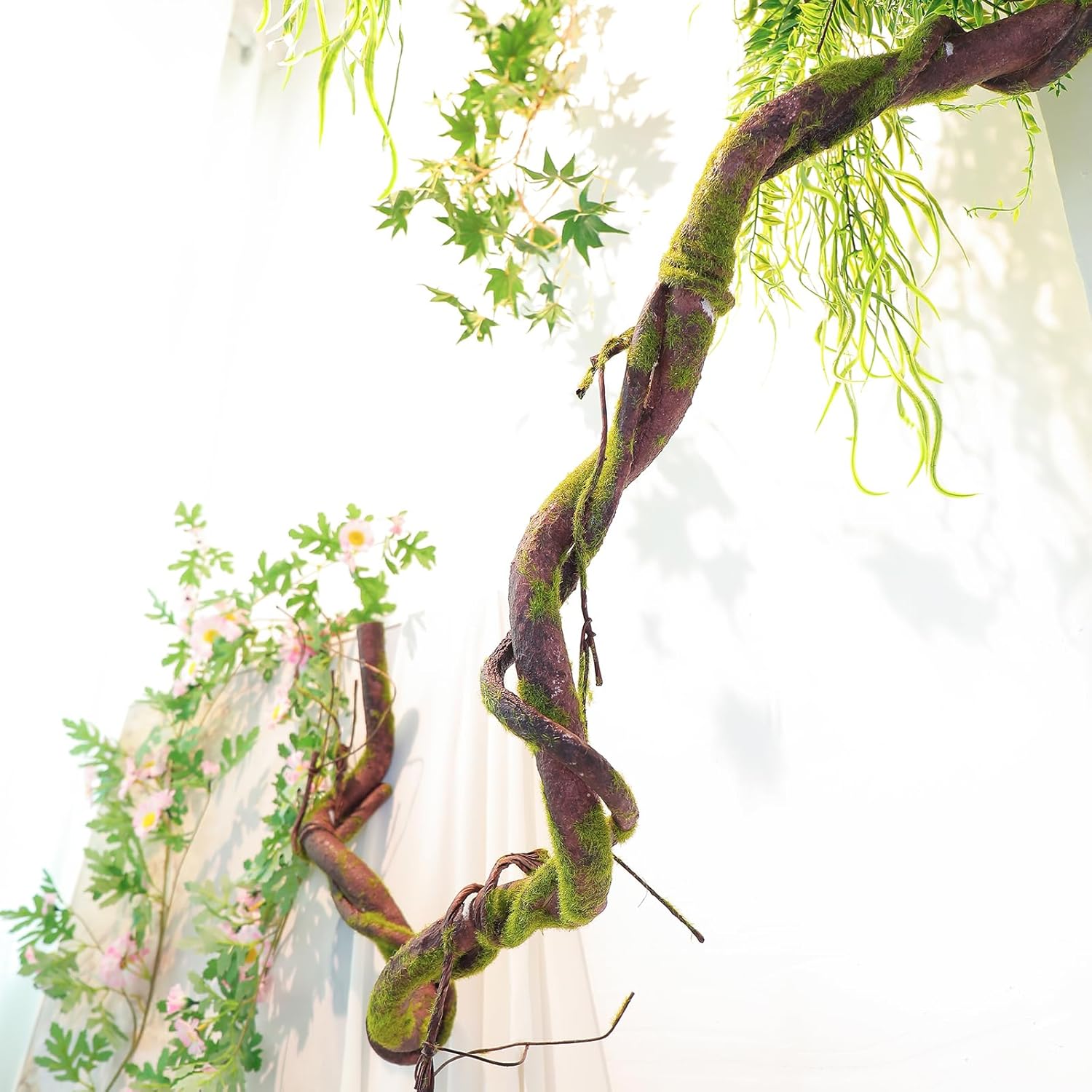 70.86" Medium EVA Foam Soft Artificial Tree Branches Thick Trunk Twig Fake Vines Liana Rattan Garland for Wall Hanging Backdrop Wedding Home Hotel Garden Christmas Thanksgiving Decoration