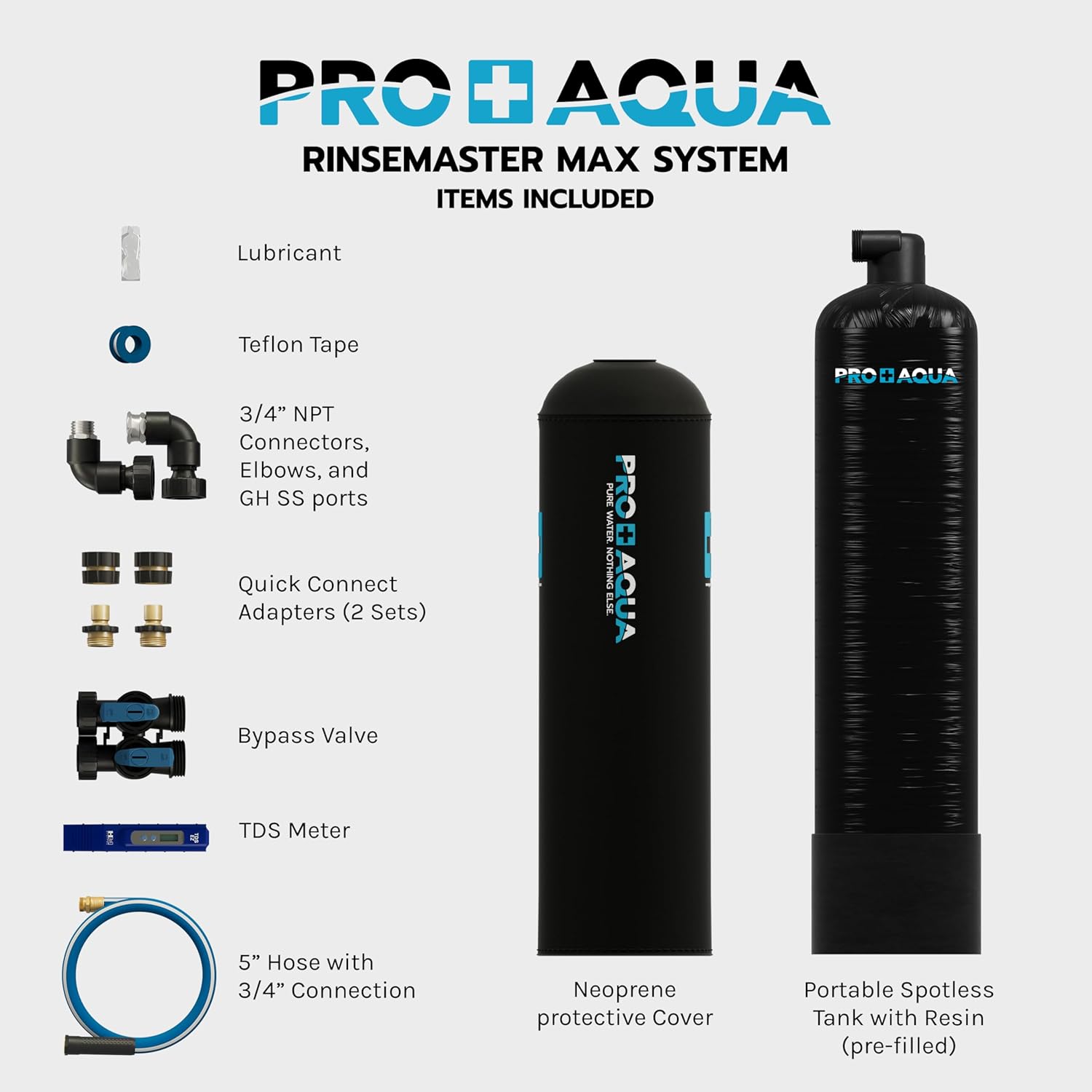 PRO+AQUA RinseMaster Max | Spotless 5,200 Gallon Deionizer Spot-Free System for Car & RV Wash, Auto Detailing, High Capacity Spotless Rinse for All Vehicles, Trailers, Motorcycles, Boats, Yachts