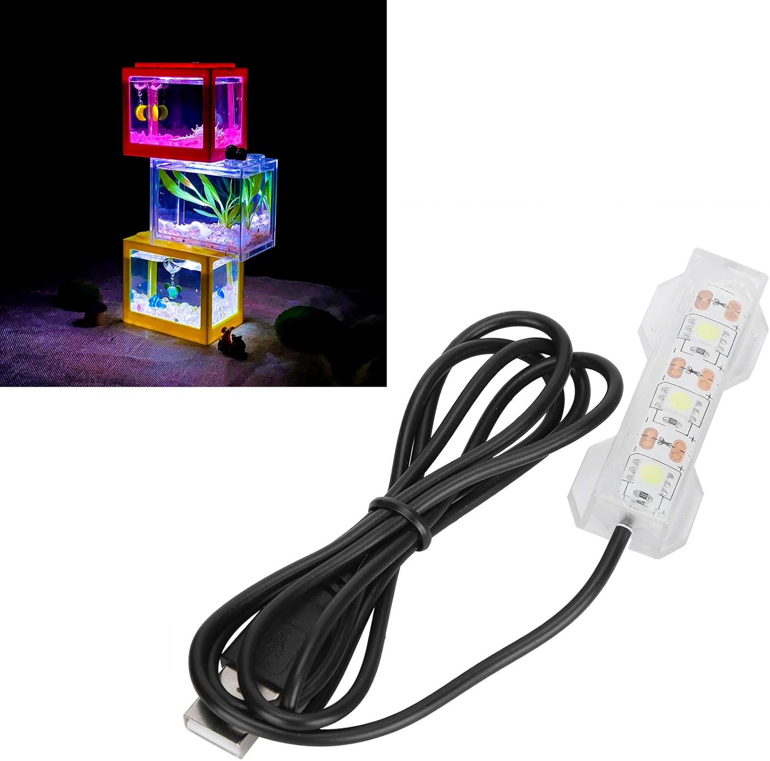 GLOGLOW Aquarium Light, USB Aquarium Light Weight Small Water Plant Light Fish Desktop Mini Decoration Soft LED Lighting Lamp