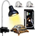 Reptile Heat Lamp, Lamp for Aquarium Turtle Tank with 25w+50w Basking Spot Light Bulbs and 360° Swivel Clamp for Turtle, Snake, Lizard, Cockatoo, Chameleon Etc, Yellow