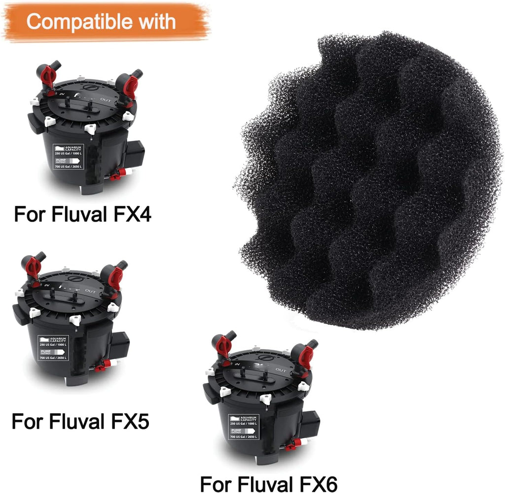 Swess 8Pack Foam Filter Pads, FX4 Filter Media Compatible with Fluval FX4/FX5/FX6 Canister Foam & FX6 Carbon Filter Pads Replacement, Aquarium Filter Accessories (6.69 x 6.69 x 1.57 Inch, Black)