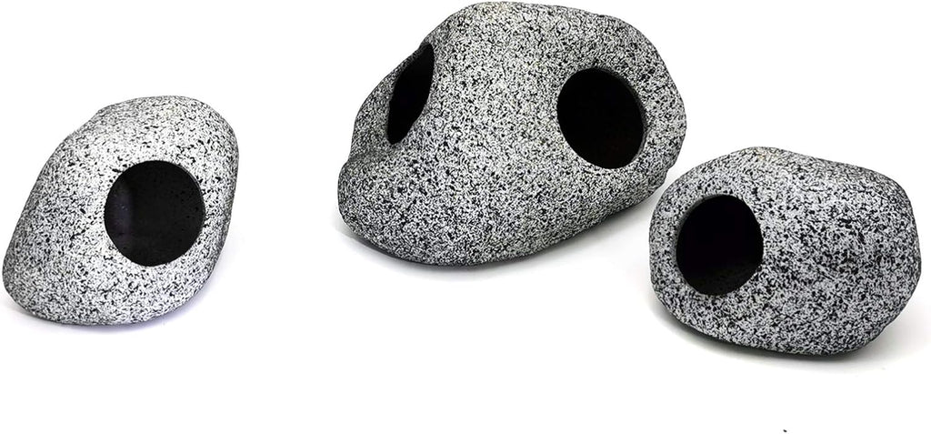 JIH Aquarium Decorations Rock, Ceramic Shelters - Shrimp Habitat, Breeding Tube, Hiding cave, Stackable Fish Tank Decor Cave for Hiding, Betta Fish (J101+J001x2)