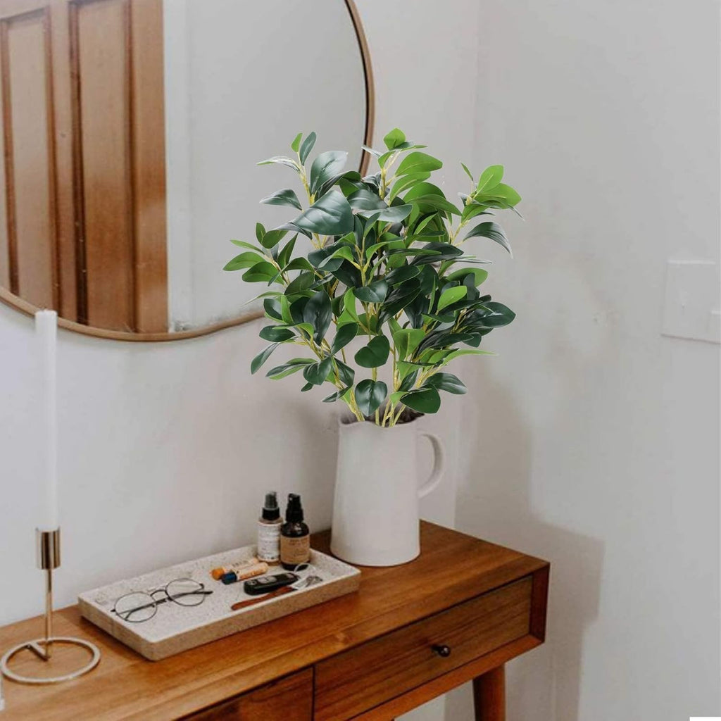 3Pcs Faux Greenery Stems Eucalyptus Plant 32.3'' Long Stem Artificial Shrubs Plants Silk Greenery Stems Arrangement for Floor Vase Garden Office Home Decor Wedding Table Centerpiece
