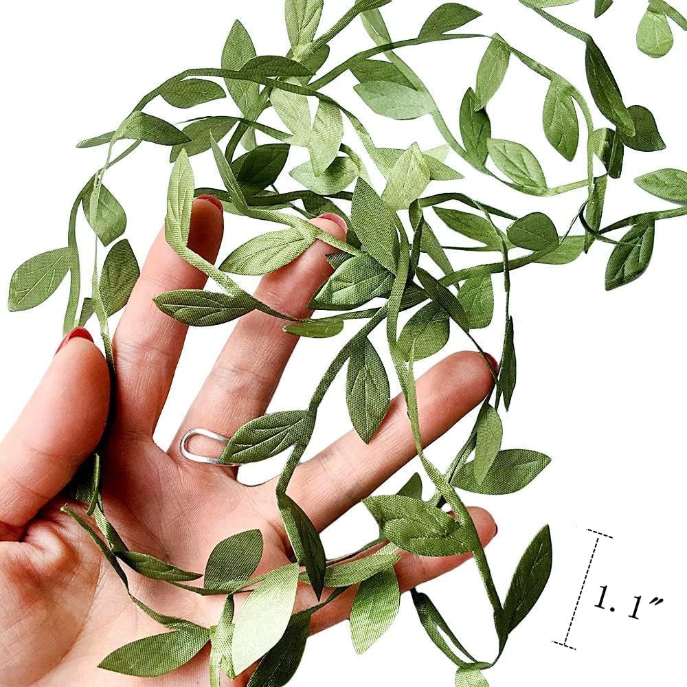 132 ft Large Leaf Trim Ribbon,Artificial Greenery Garland Vines for Baby Shower DIY Craft Wreaths Party Wedding Home Christmas Decoration