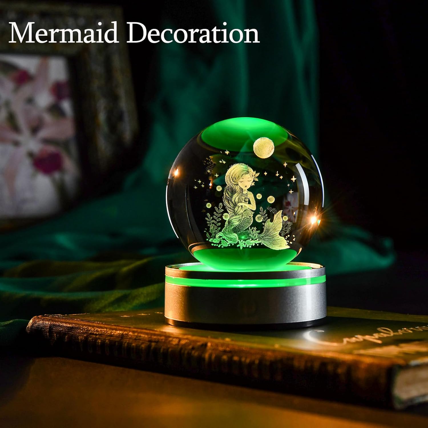 IFOLAINA Mermaid Crystal Ball Gifts for Girls Her Mermaid Lovers Birthday Christmas Decorative Globes 3D Crystal Tale Sphere Decor