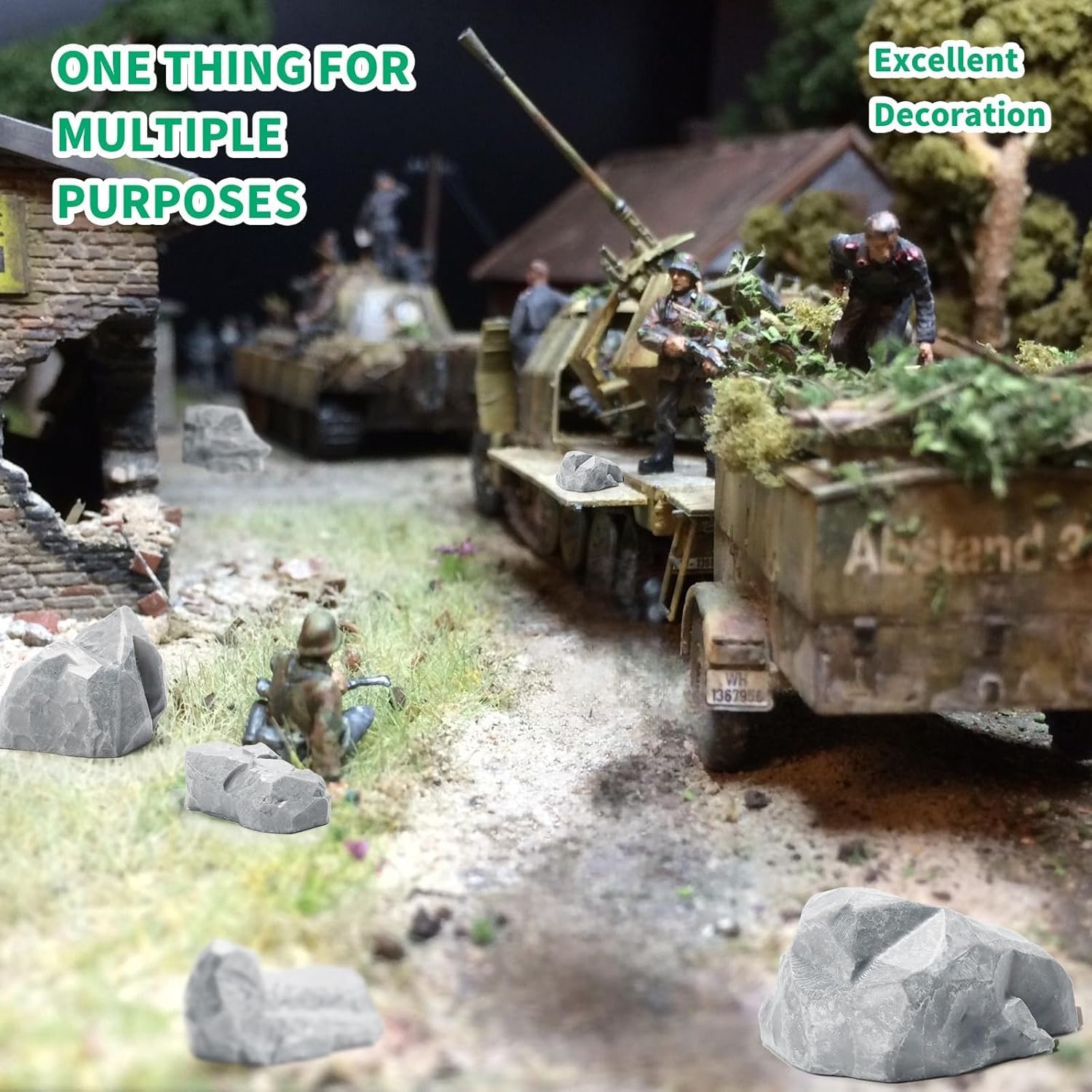 Warmtree 10 Pcs Diorama Rocks Fake Rock Miniature Stone Rock Statue for Diorama Supplies Micro Train Landscape Railway Sand Table Miniature Models Fairy Garden Accessories (Grey)